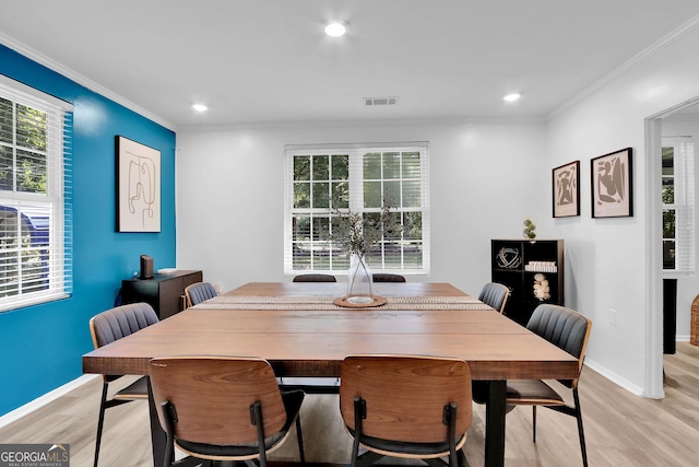 766 Blanton Blvd, Macon, GA 31210 - dining space featuring light wood finished floors, baseboards, ornamental molding, and recessed lighting