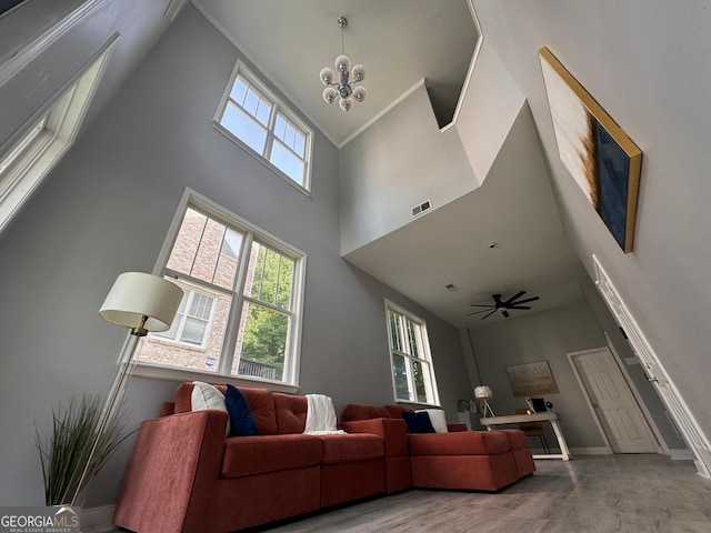 4867 Pinnacle Dr, Stone Mountain, GA 30088 - living room with high vaulted ceiling and baseboards