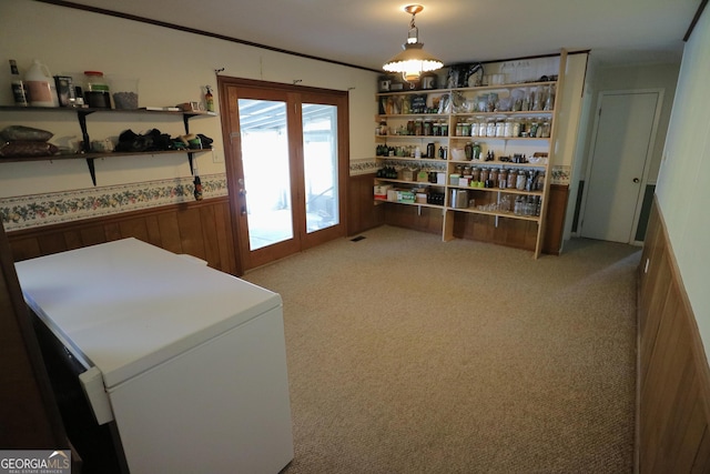 1116 David Newton Rd, Norman Park, GA 31771 - sitting room featuring carpet floors, a wainscoted wall, and a chandelier