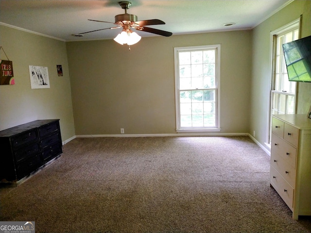 302 Morningside Dr, Clarkesville, GA 30523 - unfurnished room featuring carpet flooring, a ceiling fan, ornamental molding, and baseboards