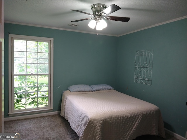 302 Morningside Dr, Clarkesville, GA 30523 - carpeted bedroom with ornamental molding, baseboards, and ceiling fan