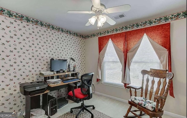 1008 Post Horn Run, Lawrenceville, GA 30045 - office area featuring carpet floors and ceiling fan