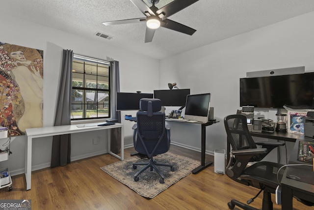 107 Rose Dhu Way, Savannah, GA 31419 - office space featuring ceiling fan, wood finished floors, and a textured ceiling