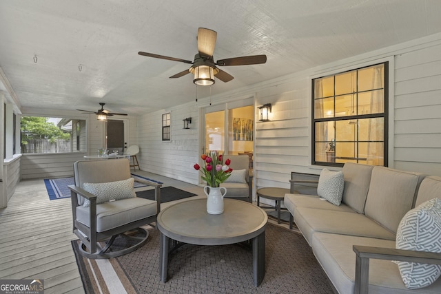 107 Rose Dhu Way, Savannah, GA 31419 - deck featuring outdoor lounge area and a ceiling fan