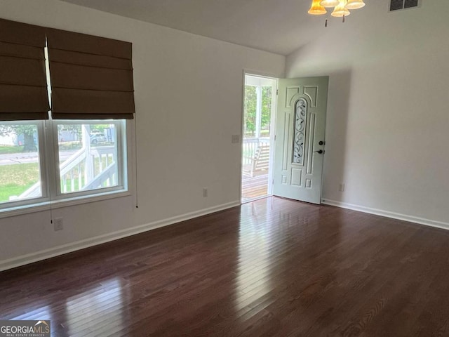 1429 Thyatira Brockton Rd, Jefferson, GA 30549 - entryway with dark wood-style flooring, baseboards, and lofted ceiling