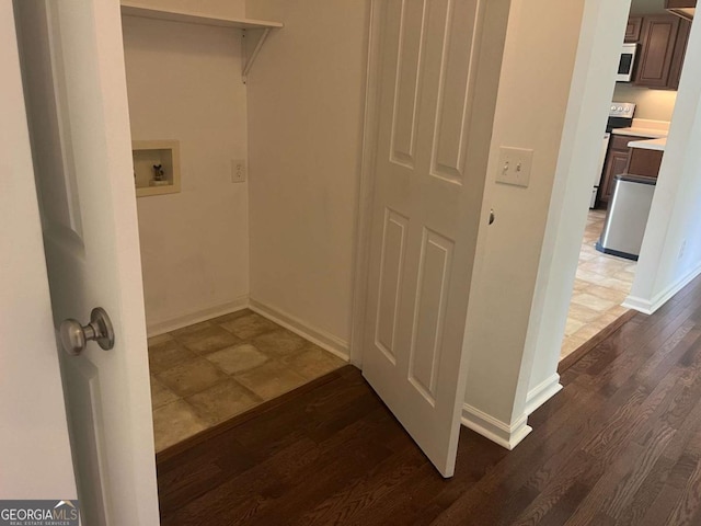 1429 Thyatira Brockton Rd, Jefferson, GA 30549 - laundry area with hookup for a washing machine, wood finished floors, and baseboards