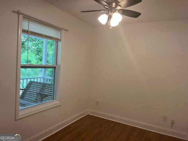 1429 Thyatira Brockton Rd, Jefferson, GA 30549 - empty room featuring baseboards, dark wood-type flooring, and ceiling fan