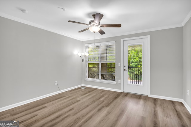 211 N Ave Unit 1122, Athens, GA 30601 - spare room with wood finished floors, ceiling fan, crown molding, and a smoke detector