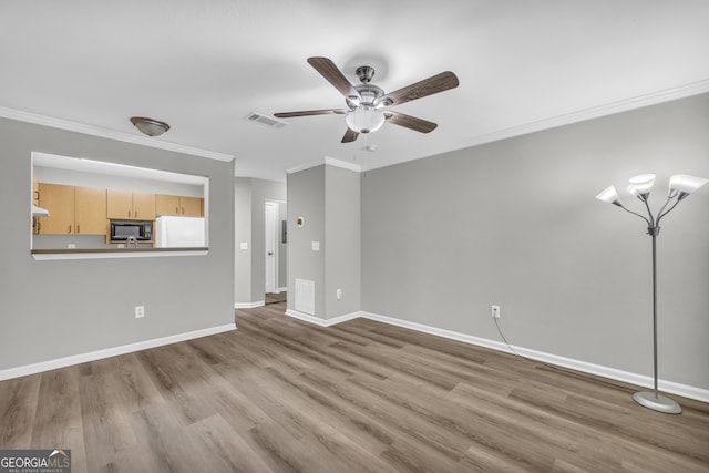 211 N Ave Unit 1122, Athens, GA 30601 - unfurnished living room with ceiling fan, ornamental molding, and wood finished floors