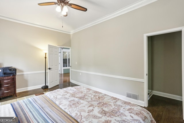 511 Pine Valley Rd SE, Marietta, GA 30067 - bedroom featuring crown molding, wood finished floors, and ceiling fan