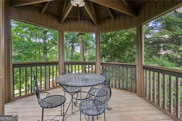 511 Pine Valley Rd SE, Marietta, GA 30067 - wooden terrace with outdoor dining space and a gazebo