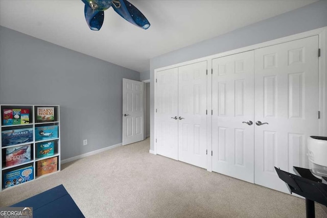 2820 Channing Way, Cumming, GA 30040 - rec room featuring carpet, a ceiling fan, and baseboards