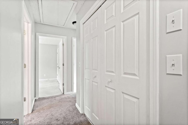 308 Golden Ct, Canton, GA 30114 - hallway with attic access, carpet, and baseboards