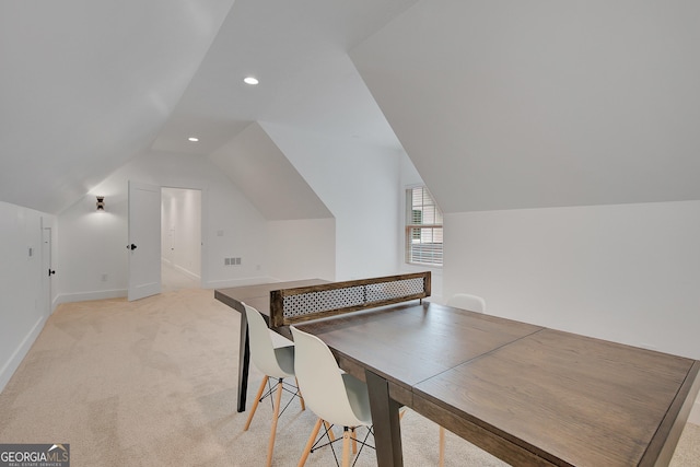 140 S Alexander Creek Rd, Newnan, GA 30263 - home office with light colored carpet, lofted ceiling, recessed lighting, and baseboards