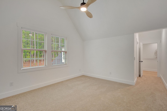 140 S Alexander Creek Rd, Newnan, GA 30263 - additional living space featuring light colored carpet, ceiling fan, baseboards, and lofted ceiling