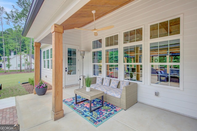 140 S Alexander Creek Rd, Newnan, GA 30263 - view of patio / terrace with ceiling fan and an outdoor hangout area