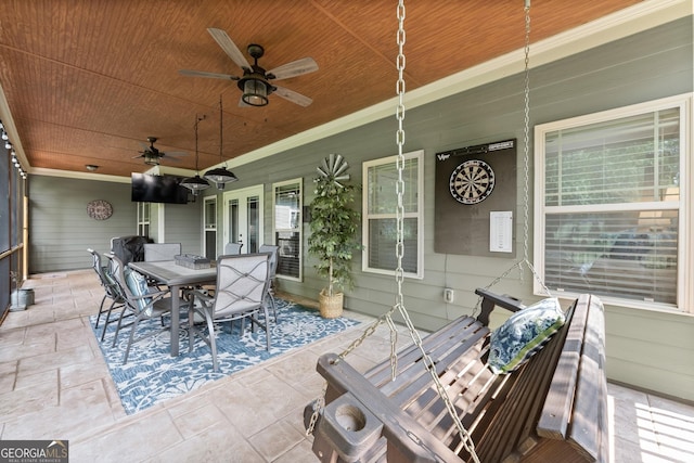 25 Wicklow Ct, Hoschton, GA 30548 - view of patio / terrace featuring outdoor dining area and a ceiling fan