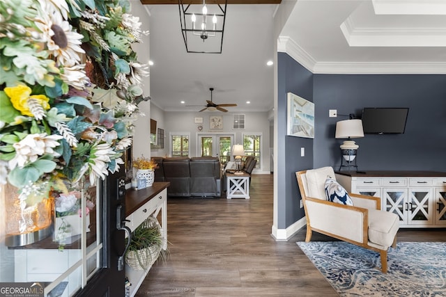 25 Wicklow Ct, Hoschton, GA 30548 - entryway featuring a ceiling fan, recessed lighting, baseboards, french doors, and a chandelier