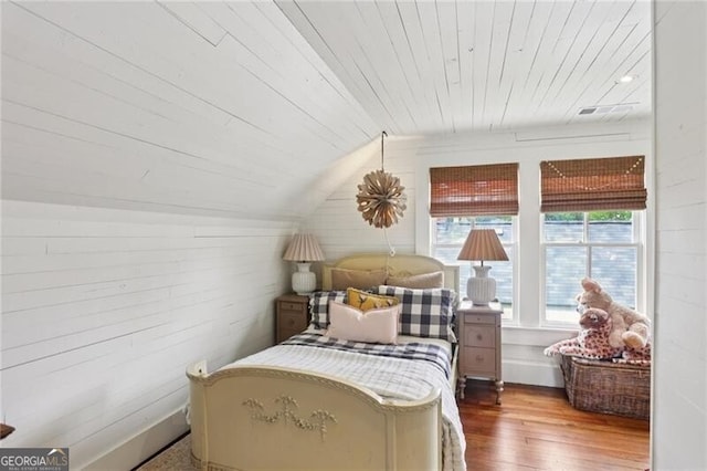 27 Sessions St NW, Marietta, GA 30060 - bedroom featuring wooden ceiling, lofted ceiling, and wood finished floors