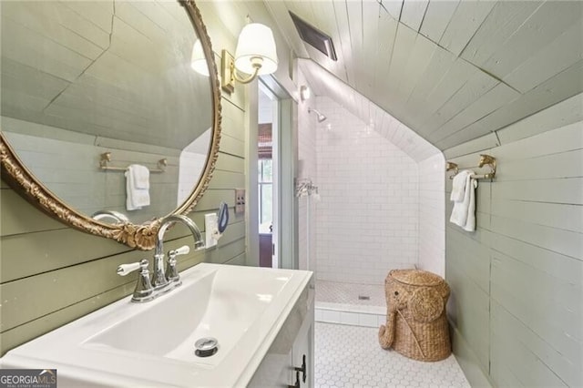 27 Sessions St NW, Marietta, GA 30060 - full bath featuring a stall shower, vanity, and tile patterned flooring