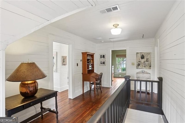 27 Sessions St NW, Marietta, GA 30060 - hall with wood finished floors and wooden walls