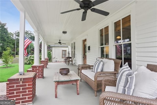 27 Sessions St NW, Marietta, GA 30060 - porch with ceiling fan and outdoor lounge area