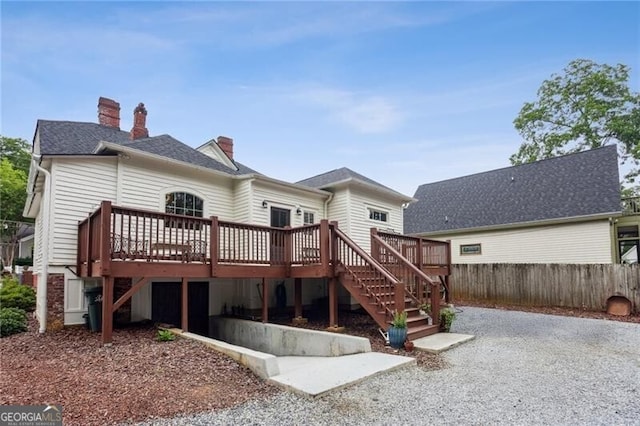 27 Sessions St NW, Marietta, GA 30060 - back of property featuring stairway, a deck, and a chimney