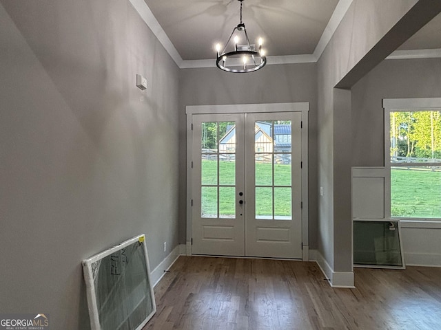 5680 Mack Way, Gainesville, GA 30506 - doorway to outside featuring french doors, wood finished floors, and ornamental molding