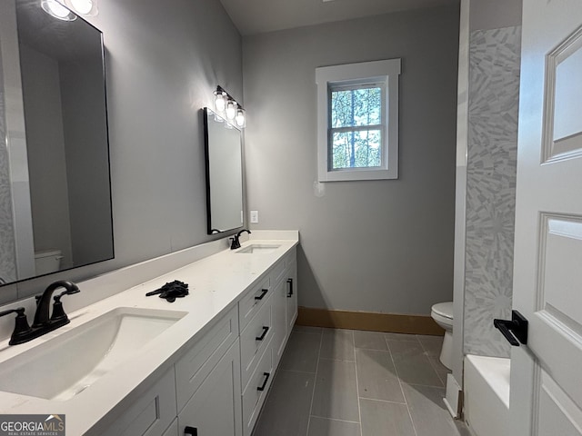 5680 Mack Way, Gainesville, GA 30506 - bathroom with double vanity, tile patterned flooring, a tub to relax in, and a shower