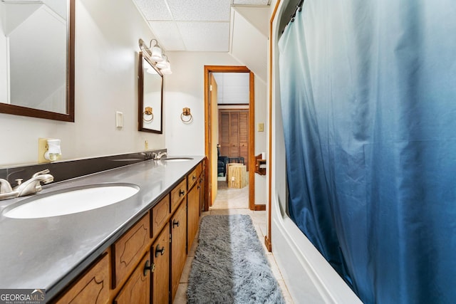367 Woodbrier, Sautee Nacoochee, GA 30571 - full bath with a paneled ceiling, double vanity, and tile patterned floors