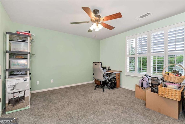 1132 Ivey Brook Dr, Bethlehem, GA 30620 - carpeted office featuring ceiling fan and baseboards