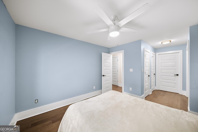 308 Reed St, Scottdale, GA 30079 - bedroom featuring wood finished floors and a ceiling fan