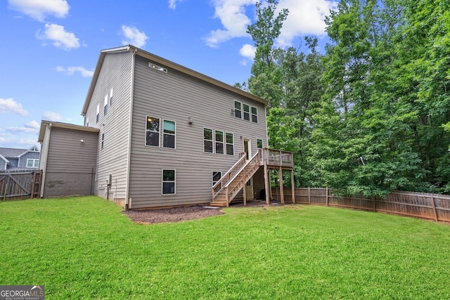 6045 Stargazer Way, Cumming, GA 30028 - rear view of house featuring stairs and a wooden deck