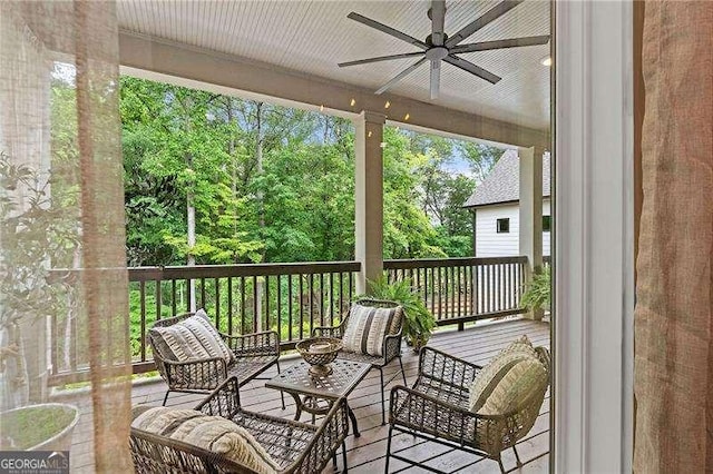 131 Forsyth Park Ln, Woodstock, GA 30188 - wooden deck with a ceiling fan