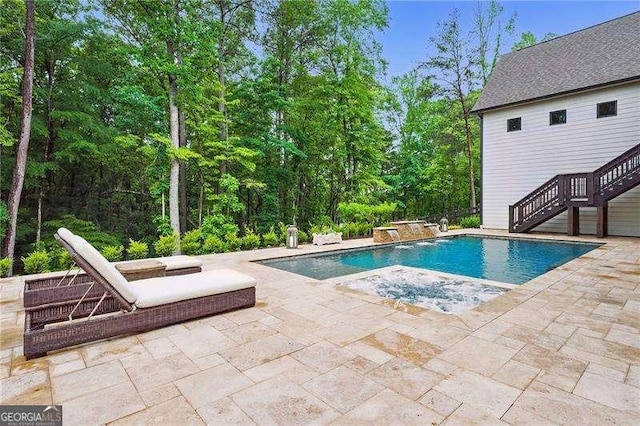 131 Forsyth Park Ln, Woodstock, GA 30188 - outdoor pool featuring stairway and a patio area