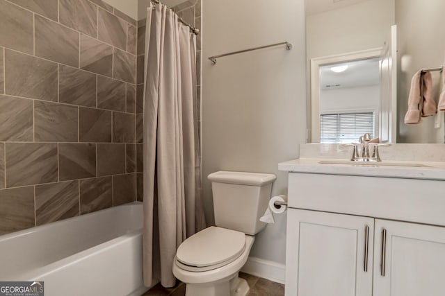 4202 Deming Cir, Sandy Springs, GA 30342 - bathroom featuring vanity and shower / bath combination with curtain