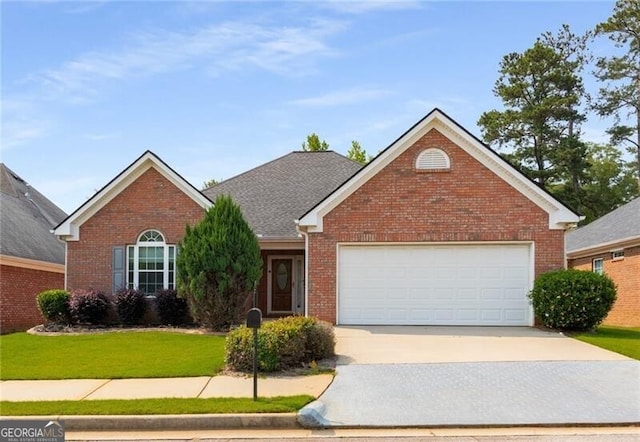 115 Pinnacle Ln, Mcdonough, GA 30253 - view of front of house featuring brick siding, concrete driveway, a garage, and a front lawn