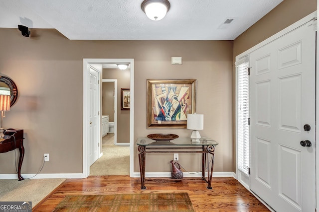 70 Merion Way, Newnan, GA 30265 - entrance foyer with wood finished floors, baseboards, and a textured ceiling
