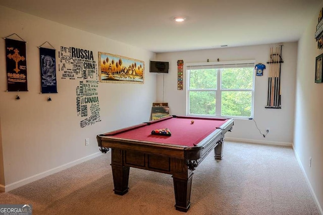 6827 Chataran Dr, Lithia Springs, GA 30122 - rec room with carpet, billiards, and baseboards