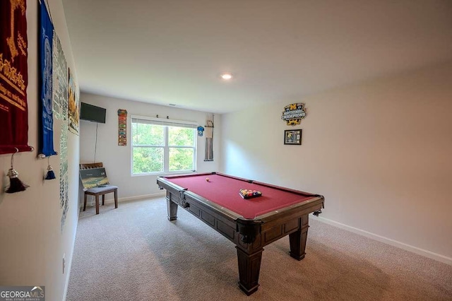 6827 Chataran Dr, Lithia Springs, GA 30122 - playroom with carpet, pool table, baseboards, and recessed lighting