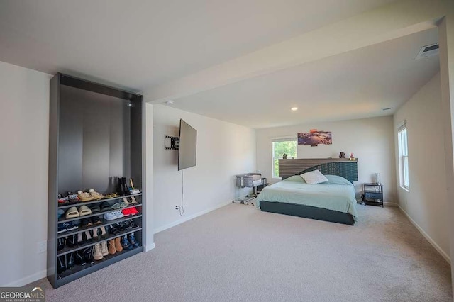 6827 Chataran Dr, Lithia Springs, GA 30122 - carpeted bedroom with baseboards and recessed lighting