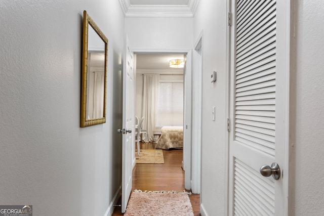 3777 Peachtree Rd NE Unit 1112, Brookhaven, GA 30319 - hall with ornamental molding and wood finished floors