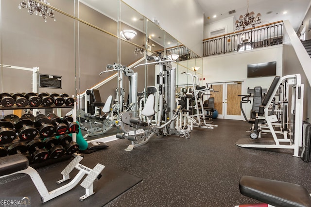 3777 Peachtree Rd NE Unit 1112, Brookhaven, GA 30319 - workout area featuring a towering ceiling