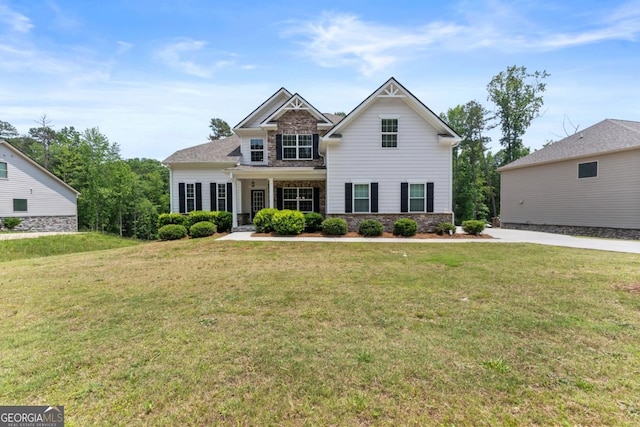 2855 Pilgrim Mill Rd, Cumming, GA 30041 - view of front of property with a front lawn and stone siding