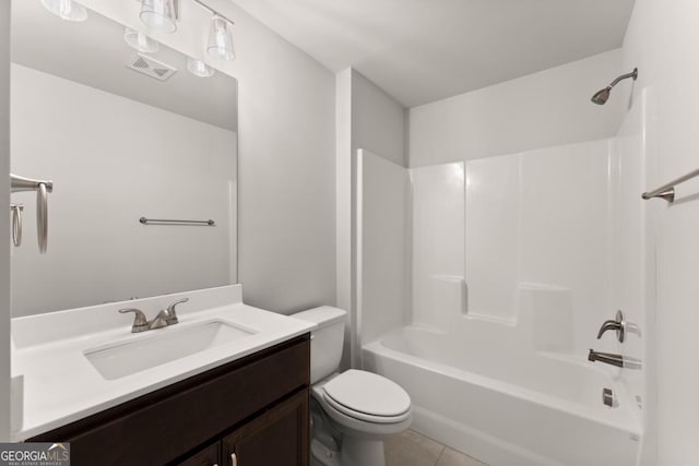 2855 Pilgrim Mill Rd, Cumming, GA 30041 - bathroom with toilet, vanity, shower / bathtub combination, and tile patterned floors