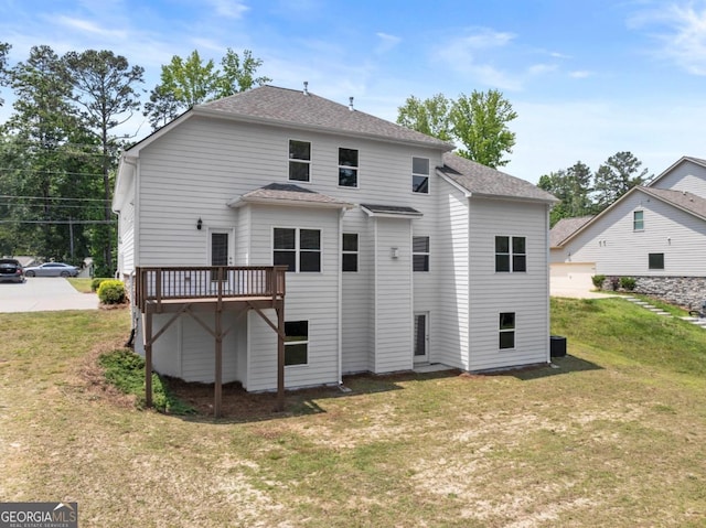 2855 Pilgrim Mill Rd, Cumming, GA 30041 - rear view of house with a yard, roof with shingles, and a wooden deck