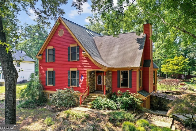 3498 Overland Trl, Ellenwood, GA 30294 - view of front of house featuring a chimney and roof with shingles