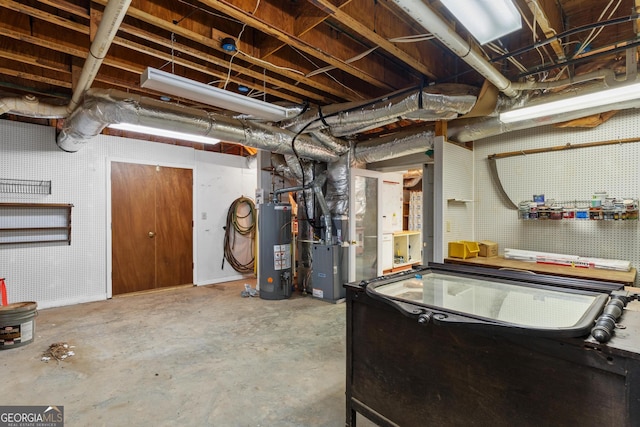 3498 Overland Trl, Ellenwood, GA 30294 - unfinished basement featuring water heater and heating unit