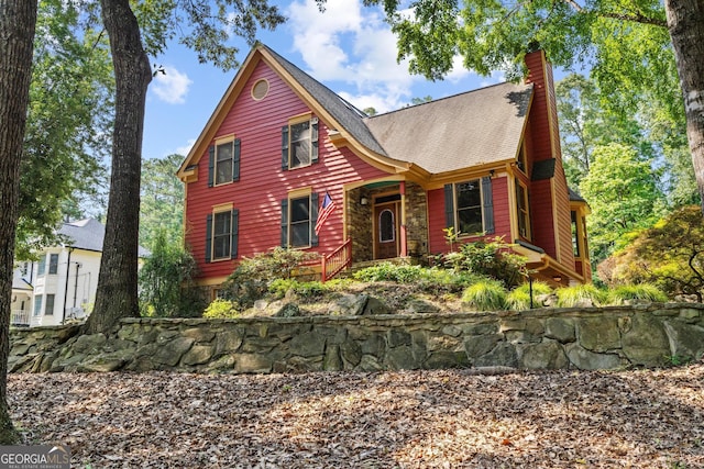 3498 Overland Trl, Ellenwood, GA 30294 - view of front of house featuring a chimney and roof with shingles