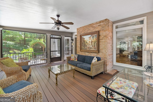 120 Forest Breeze Cv, Alpharetta, GA 30022 - living room featuring a ceiling fan and wood-type flooring